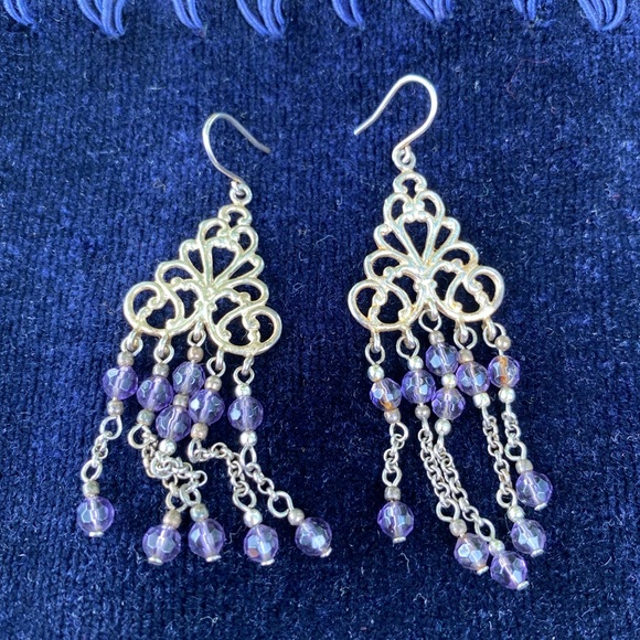 Set of 4 925 sterling silver filigree dangle earrings - Picture 3 of 13